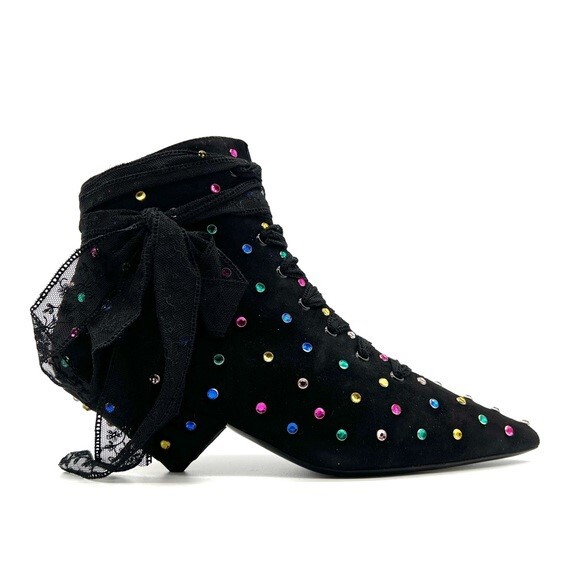 YVES SAINT LAURENT イヴ サン ローラン パリブレイズ45 クリスタルブーツ-ブラックParis Blaze 45 Crystals Boots-Black【通常価格＄1990】画像