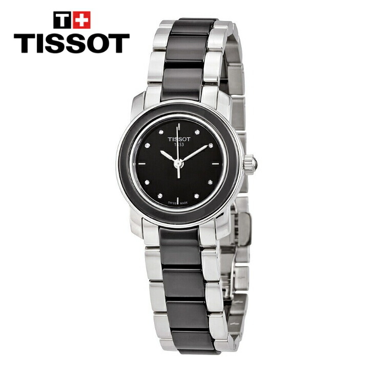 TISSOT ティソ T 流行り ブラックセラミックダイヤモンド レディースウォッチ T-Trend Black Ceramic Diamond Ladies Watch