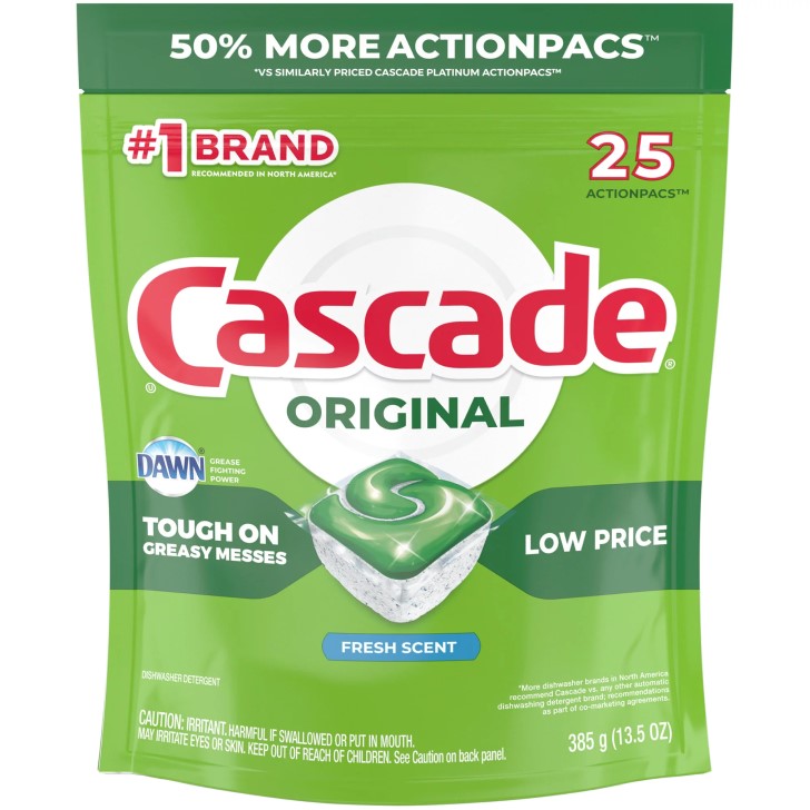 Cascade カスケード ActionPacs? 食器洗い機用中性洗剤ポッド、生新しいな芳ばしさ、容器に並べるあたり近所 25 個、5 容器に並べるの入れもの ActionPacs? Dishwasher Detergent Pods, Fresh Scent, 25 Per Pack, Case Of 5 Packs