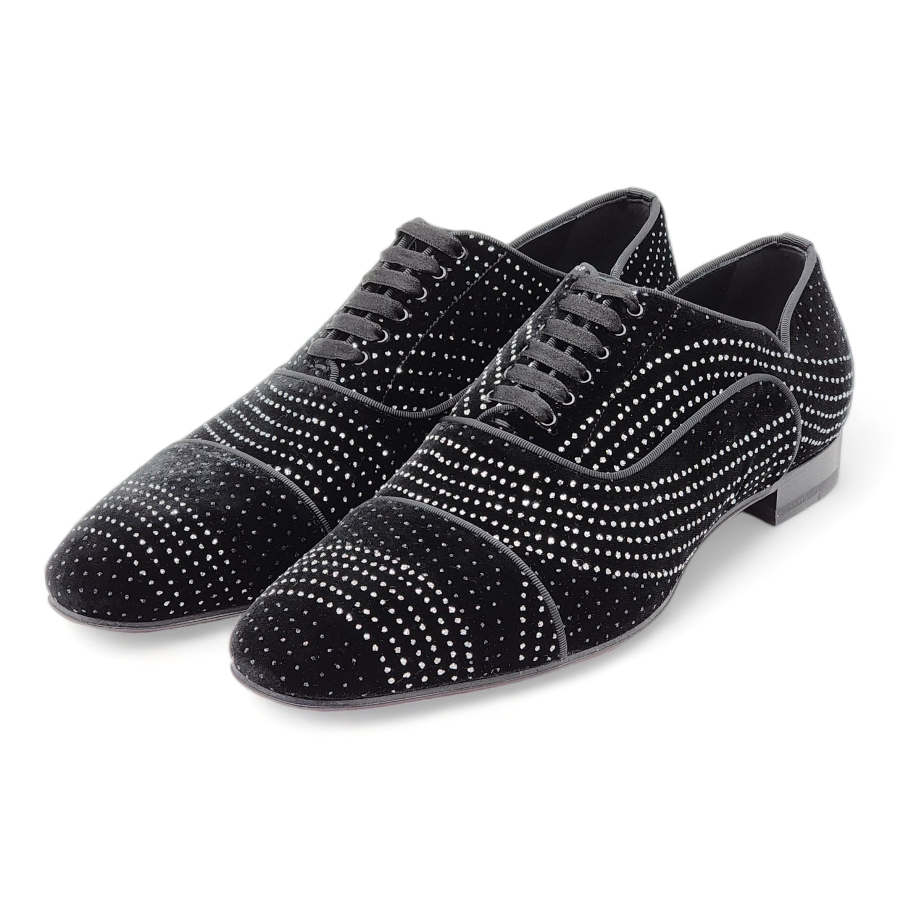 CHRISTIAN LOUBOUTIN クリスチャン・ルブタン スタッズ付きベルベットオックスフォード GREGGYROCKS STUDDED VELVET OXFORDS 41.5