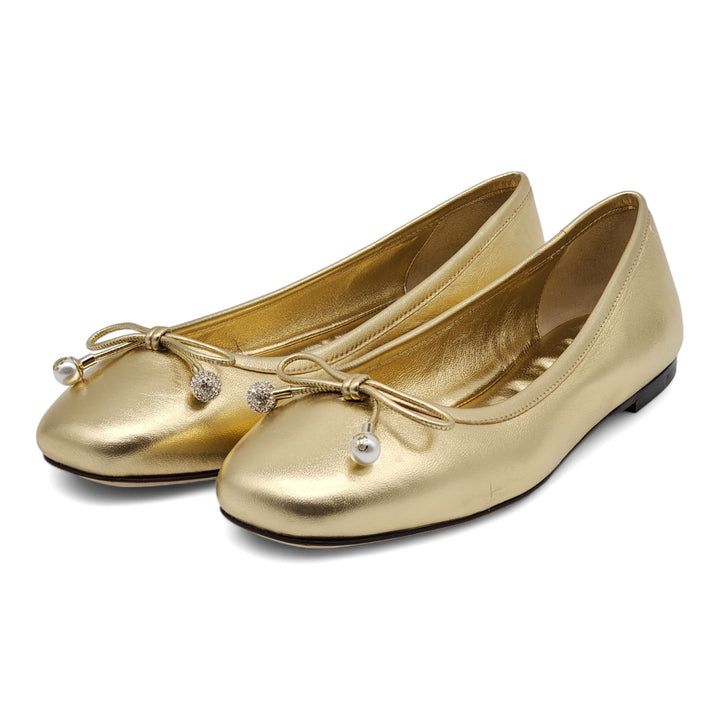 JIMMY CHOO ジミーチュウ エルメフラットバレリーナシューズ ゴールド ELME FLAT BALLERINA SHOES IN GOLD