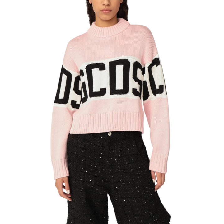 GCDS ジーシーディーエス ウールロゴバンドボクシーセーター ピンク WOOL LOGO BAND BOXY SWEATER PINK|DIO GRECO