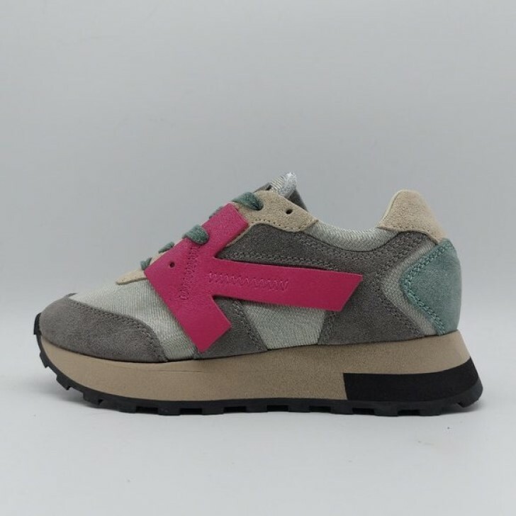 Off White 象牙色 Virgil Abloh Women\u0027s Arrow Low Top Nylon and Leather Sneakers ヴァージル アブロー レディース 箭 置き目いの一番 ナイロンとなめし革 スニーカー