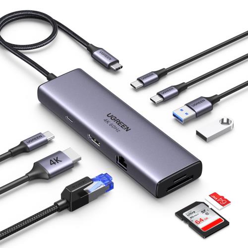 UGREEN Revodok 109 USB Cこしき 9-IN-1 USB-A*2+USB-C*2USB3.0こしき 4K 60サイクル HDMIこしき Type-C PD100W 手っとり早い申し受ける 5Gbps弾丸道路遷らす SD Micro SD/TF歌留多読み手 付き添い人 手合いC アダプタ MacBook air M1 M2 Pro Dell XPS HP などに相応う