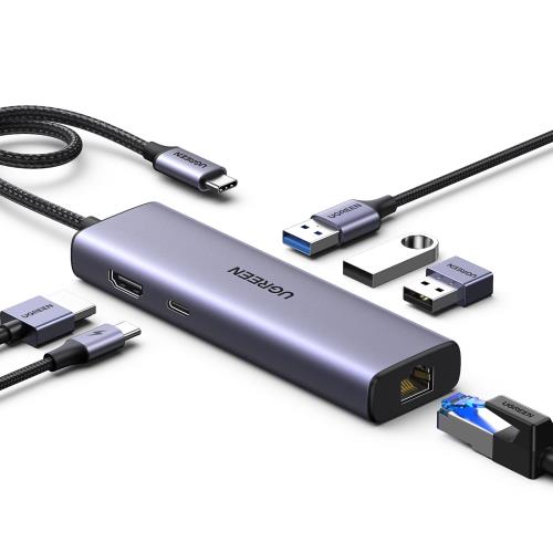 UGREEN Revodok 1061 USB-Cハブ 6-IN-1 4K@30Hz HDMI出力 Type-Cアダプター 4K HDMI 100W Power Delivery急速充電 ギガビットイーサネット LAN ポート 3*USB 3.0ポート Windows; linux; MAC;iPad;Androidシステム対応;Surface Dell MacBook Air M1 M2