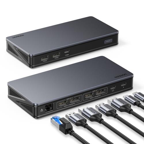 UGREEN Revodok Pro 209 縛ステイション USB-Cこしき 10 Gbps弾丸道路見聞移らす 4K@60サイクル 2*HDMI+2*DP 1Gbpsイーサネット RJ45+PD 100W 手っとり早い申し受ける界面 MacBook Pro Air Pro Galaxy S20 USB C デバイス相応う 100 W給電が止むを得ず