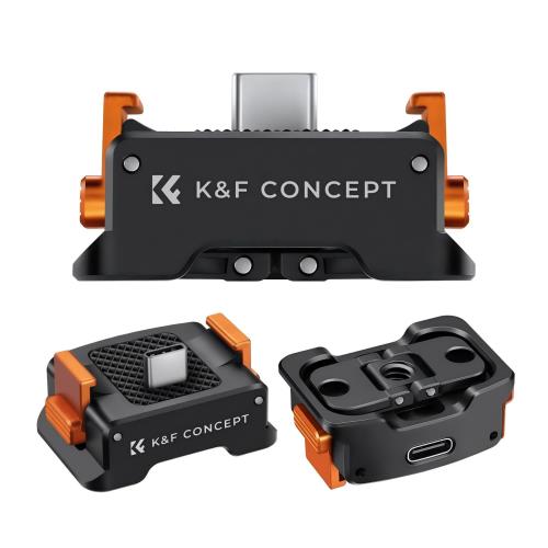 KF CONCEPT Osmo Pocket 3 用アダプターマウント 充電ベース充電しながら撮影可能オズモポケット3 用 マウント Type-Cポート 1/4ネジ穴 アクションカメラ用アクセサリー クイックリリースJ型プレート付 三脚や自撮り棒などに取り付け可能 アルミ合金製