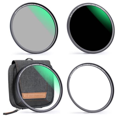 KF CONCEPT 52mm マグネット式ND1000+CPLフィルター+MCUVフィルターセット 磁気吸着 装着便利 光学ガラス 高透過率 低い反射率 28層ナノコーティング 超薄枠 撥水防汚キズ防止 フィルターバッグ 磁気アダプターリング付属メーカー直営店