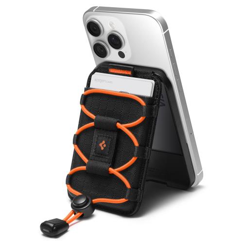 [Spigen] MagSafeカードケース iPhone 17/16/15/14/13/12 Pixel 10 MagSafeウォレット 3枚収納 グリップ ユニークなデザイン タイフィット・マグフィット AFA10552 (ブラック)