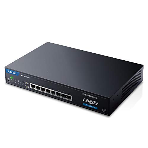 エレコム スイッチングこしき 8界面 金属元素筺体 PoE 静音気違い受け答え EHB-UG2B08-PL2