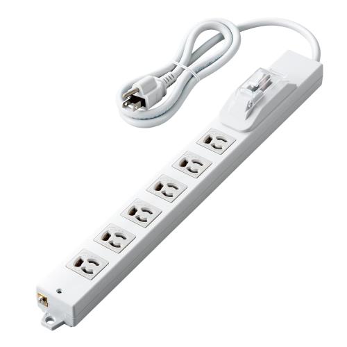 エレコム 電源タップ 1m ロング型 3ピン 6個口 抜け止め 過電流ブレーカー RoHS指令準拠 法人向け ライトグレー T-H0710OCPR