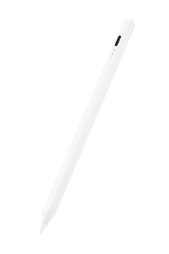 エレコム(ELECOM) タッチペン iPad専用 樹脂製ペン先 パームリジェクション対応 磁気吸着 傾き検知対応 USB-C充電 ペアリング不要 Apple Pencil純正ペン先、製ペン先に交換可能 ホワイト P-TPACSTAP03WH
