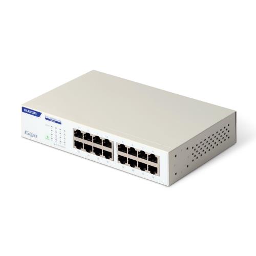 エレコム スイッチングこしき ギガビット 16界面 ワット数内蔵 金属元素筺体 EHC-G16MN2-HW
