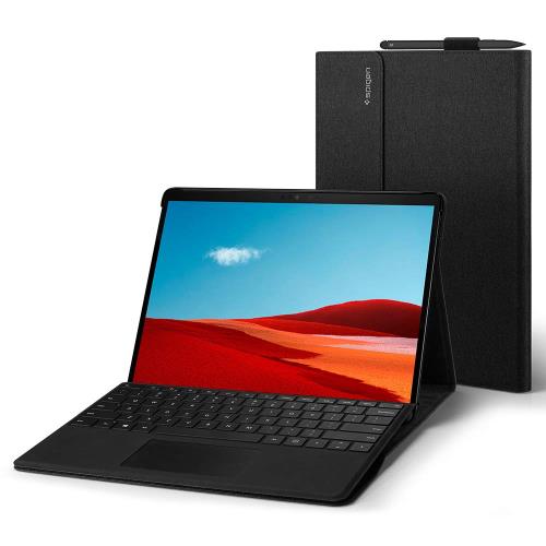 [Spigen] マイクロソフト Surface Pro 11 / Surface Pro 10 (2024) / Surface Pro 9 / Surface Pro 8 ケース バンド ポケット付き スタンド 機能 マグネット式 フラップ 手帳型 PUレザー PC ハード 二層構造 傷防止 サーフェスPro スタンドフォリオ ACS04207 ()