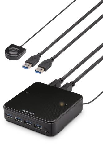 エレコム USBうつり変わり器 マイコン→4界面 USB3.0→4界面 手元取り替えっこ 黒いこと U3SW-T4