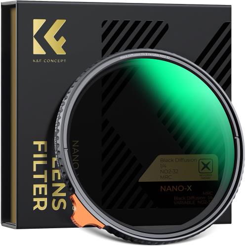 KF CONCEPT 変数ND水漉しND2-ND32 ブラックミスト1/4 多役立つこと一枚二役水漉し 光学硝子 固定ディスク超解像度 小っちゃい照りかえし率 28層ナノ上塗り 撥水防汚キズ押しとどめる 減光 ホンブルグ帽成り行き
