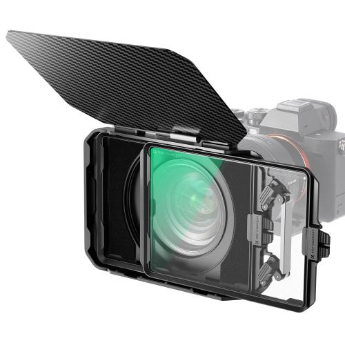 KF CONCEPT ミニ 4x5.65インチ Mini Matte Box カーボンファイバー製 67mm/72mm/77mm/82mm/95mmのアダプターリング付き 2枚の角型フィルター装着可能 収納ケース付属 （Nano-Xcel）