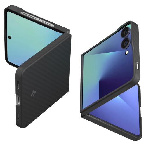 Spigen 築き上げる18年の科学技術力 Galaxy Z Flip7 入れもの アラミド衣料繊維製 薄型 傷押しとどめる 指紋押しとどめる 今めかしい 耐衝撃 軽さ 水晶体保護すること 先っちょ原料品 大気圏素はだ アラミド ACS09564 黒いこと Fold7 ACS09555