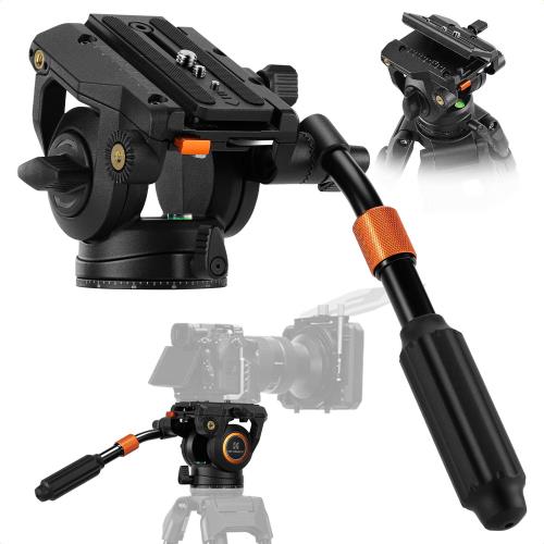 KF Concept 写真機用油圧式雲台 三脚架一眼二眼レフ用 BV50専門的 フルードヘッド 軽さフルードビデオヘッドシルキーな滑っこいさと兼ね合いした三脚架頭顱マウント最大限度厄介なもの 17.6lbs/8kg 1.32kg