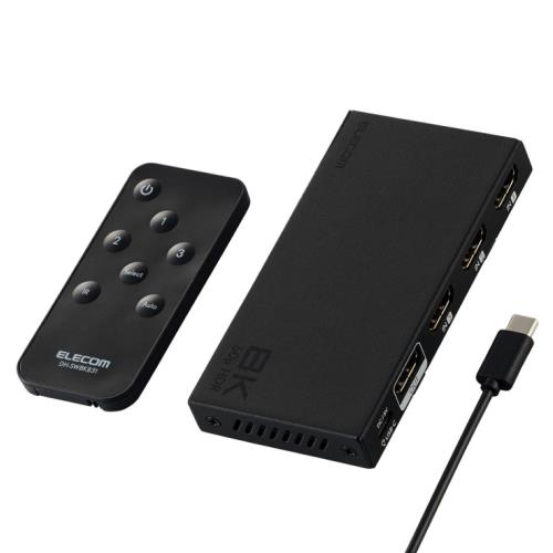 エレコム HDMI 切替器 8K 60Hz 3入力1出力 リモコン付き 自動・手動切替が選べる PS5・4 / Nintendo Switch/Fire TV Stick 他 DH-SW8KB31BK/E