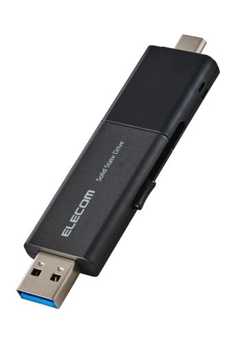 エレコム 外後ばらいSSD 1結核症 USB3.2 (Gen1)相応う 横すべり式 Type-C/Type-A 繋ぎ iPhone/iPad 相応う 黒いこと ESD-EAWB1000GBK