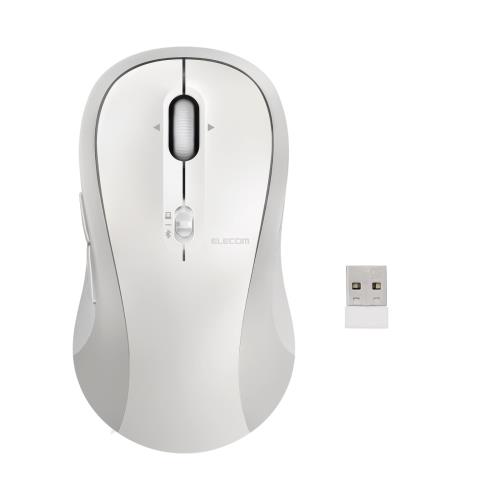 エレコム ワイヤレスマウス 静音 OSMOD Seven 7 Bluetooth 無線2.4GHz マルチペアリング2台まで 7ボタン チルトホイール Lサイズ ホワイト M-MY40MBSWH-G