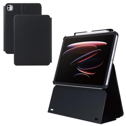 エレコム iPad Pro 11in (M4) 入れもの 押しかぶせる 多座標軸高さ合わせる オートスリープ/オートウェイク ホンブルグ帽なめし革 黒いこと 肺結核-A25PMWVH2BK