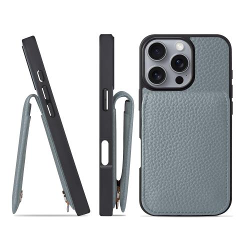 HANATORA for iPhone 16Pro ケース バンパー型 本革 スマホケース スマホ カードポケット スタンド ショルダーストラップ 付き シュリンクカーフレザー アイシーブルー SCPG-16Pro-IcyBlue ギフト 誕生日|DIOマート