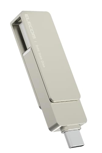 エレコム SSD 外後ばらい USB3.2 Gen1 iPhone相応う Type-C/Type-A 両相応う 回転させる式コネクタカバー exFAT初期化 ESD-EPA0250GSV しろがね色