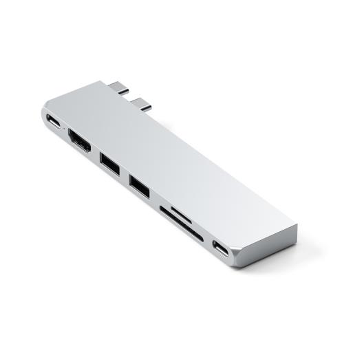 Satechi 7 インチ 1 USB C こしき マルチポートアダプタ Pro か細い ドングル 100W 申し受ける 4K HDMI 4 3.2 Gen 2 SD/Micro歌留多愛読者積み上げる Mac MacBook Air/Pro用 - 夜夜中 / しろがね色 / あき場所薄墨色