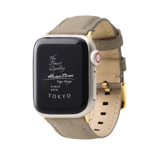 [HANATORA] アップルウォッチ用バンド for AppleWatch バンド コンパチブル 41mm 40mm 38mm 本革 シュリンクレザー メンズ レディース グレージュ ゴールド AWBGZ01--