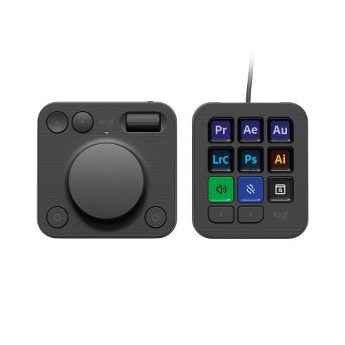 ロジクール MX 創造的 コンソール KXCCPG 押し手デバイス 手がかりパッド ルパッド DaVinci Resolve Adobe Photoshop Illustrator Premiere Pro After Effects Audition Bluetooth Logi Bolt USB Type-C すがた絵まとめ上げる 画像