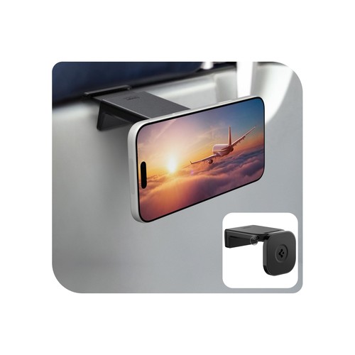 Spigen スマホホルダー magsafe ゼムクリップ手合い 磁石 飛行機移動中用スマホホルダー カラビナ付き添い人 iPhone 15 Pro Max, 15 Pro, 15 Plus, 15, 14, 13, 12 続きもの MagSafe容れもの に相応う ITST AMP05756 (黒いこと)
