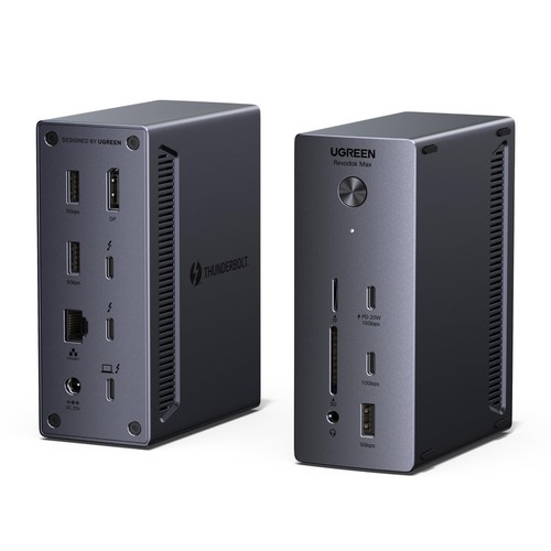 UGREEN Revodok Max 13-インチ-1 Thunderbolt 4 縛ステイション 40Gbps 弾丸道路資料遷らす 2画面取りひろげる4K@60サイクル むき出し最終生産物8K@30サイクル 90W PD相応う 2.5Gbpsイーサネット SD/TF 4.0歌留多 3.5粍 オーディオ USB A3.2USB MacBook Windows