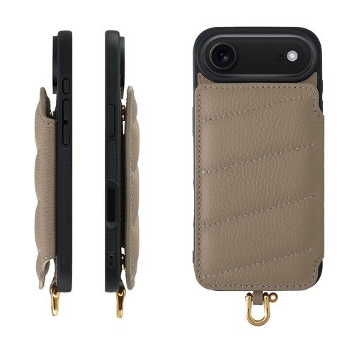 HANATORA for iPhone ケース 本革 耐衝撃 バンパー型 スマホケース スマホ キルティング カードポケット シュリンクカーフレザー ギフト マグネットなし ブラック / トープ / ワイン / パープル 17｜DIOマート