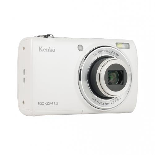 ケンコー(Kenko) コンパクトデジタルカメラ KC-ZM13 WH 光学5倍ズーム 有効画素数約1600万画素 2.7インチIPSタッチパネルモニター 自撮り用サブカメラ コンパクトデザイン ホワイト 446782