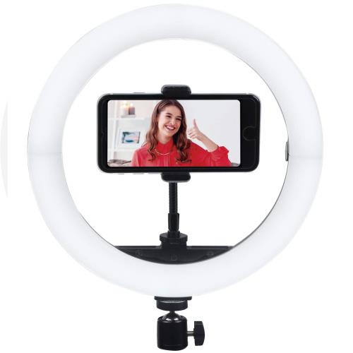 Kenko LEDリングライト 折りたためるLEDリングライト スマホホルダー付き 明るさ無段階調整 色温度2700K～5600K KL-02RL