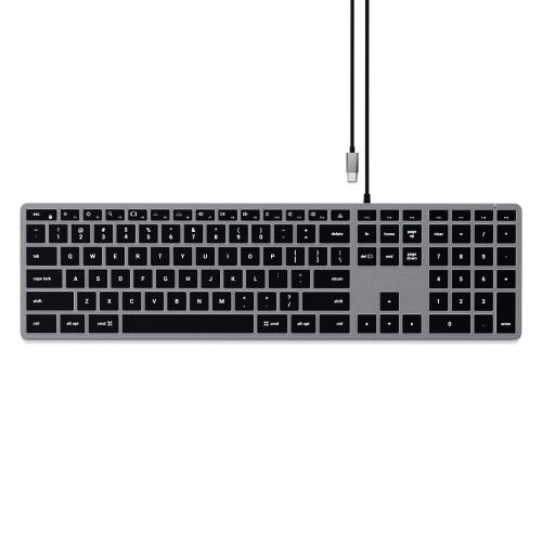 Satechi Slim W3 有線 バックライトキーボード、テンキー積み上げる、照明手がかり \u0026 USB C繋ぎ合わせる、MacBook Air/Pro/Neo、iPad Air/Pro、iPad Mini、Mac Mini、iMac 和余分の物用