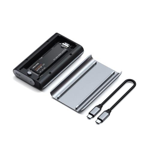SATECHI USB4 NVMe SSD Pro エンクロージャー、40Gbps、軽銀\u0026ポリカーボネート社会システム、最大限度16肺結核、UASP SSD Trim、2280/2260/2242/2230粍運転相応う(SSD別売り)