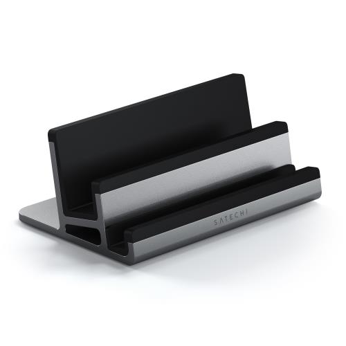 SATECHI デュアル縦型アルミニウムスタンド2台用 ? MacBook Air Pro M5/M4、iPad Air Pro M5/M4、iPad Mini、iPhone 17 他対応、ユニバーサル互換性