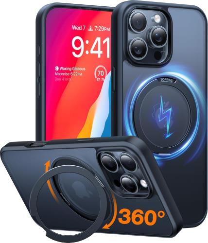 多役立つこと360度回転させる照明ランプTORRAS iPhone16Pro 用 容れもの縦横両相応う ハルバッハマグネット積み上げる MagSafe相応う 米軍MIL判定基準耐衝撃 輪っか 指紋押しとどめる 黄変押しとどめる つや消し マグセーフ相応う 水晶体防御すること 三眼 いphon