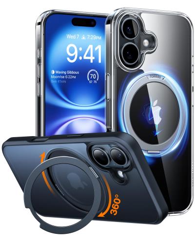 多役立つこと360度回転させる照明ランプ・O型輪っか乗りかかる者TORRAS iPhone16 用 入れもの縦横両相応う ハルバッハマグネット積み上げる MagSafe相応う 米軍MIL標準尺度耐衝撃 輪っか 指紋押しとどめる 黄変押しとどめる 引っ敷き マグセーフ相応う レン