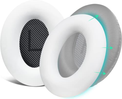 SOULWIT イヤーパッドカバー ヘッドホンパッドカバー Bose QuietComfort QC15 QC25 QC2 QC35 QC45/Ae2 Ae2i Ae2w/SoundTrue SoundLink AE 用 保護ケース 劣化防止 防塵 防汗 柔らかいシリコン 洗える (ホワイト-1ペア)画像