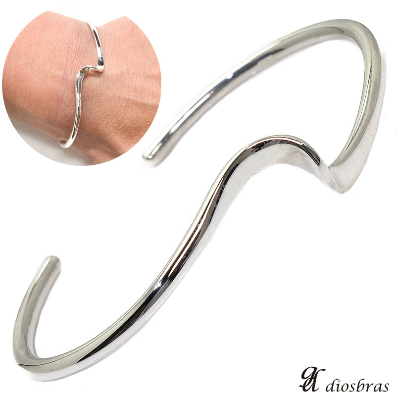 楽天市場】シルバーバングル 波型デザイン ウエーブ ハンドメイド