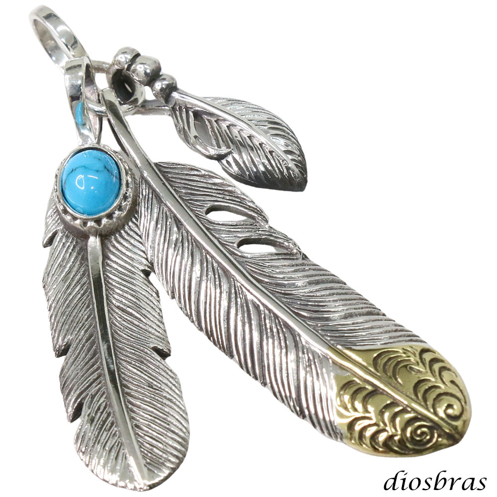 楽天市場】シルバー925 フェザー トップ 金縄 フェザーネックレス