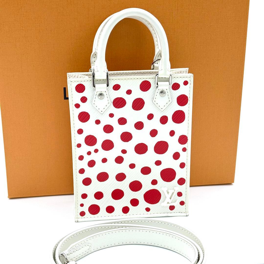 中古AB ルイヴィトン 草間彌生 インフィニティ ドット プティット サックプラ 白 LOUIS VUITTON エピ ホワイト レッド 2way ハンドバッグ ショルダーバッグ M81986 希少|Dio Vintage Tokyo 店