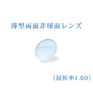 メガネレンズ 薄型両面非球面レンズ 屈折率1.60 超硬質コート <br>UVカット（UV400） 無色 2枚一組 【オプション専用】 商品到着後にレビューを書いて次回使えるクーポンをGET！