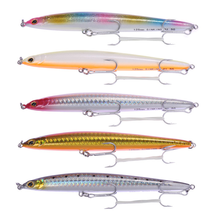 楽天市場 シーバス ルアー シンキングペンシル シンペン ミノー ヒラメ 125mm 21 5 G 5個セットレッドヘッド アカキン コットンキャンディー チャートバックパール ダイレクト販売サービス楽天市場店