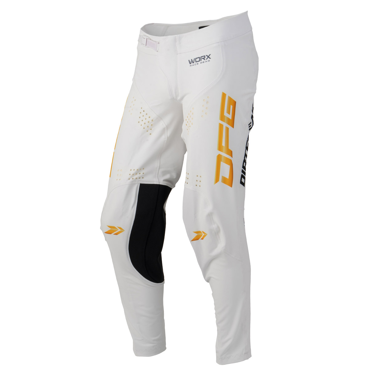 DFG ワークスパンツ アイコン 34インチ ホワイト/ゴールド MXレース EDレース アタックポジション 4WAYストレッチ生地採用 C0364