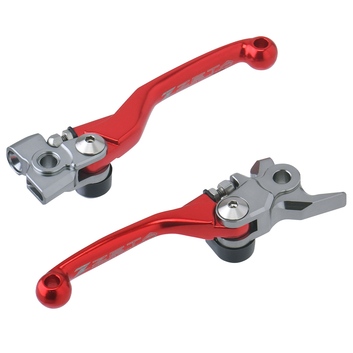 ZETA KTM SX/EXC/XCHQV TC/FC/TE/FE/TX/FX GASGAS MC/EX ピボットレバーセットFP 3フィンガー レッド 前方可倒式 レバー位置無段階調整 鍛造 高強度アルミ合金 ダートフリーク DIRTFREAK 品番:F5085/メーカー品番:ZE44-4123